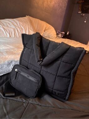 Quilted WESTBRONCO Black Tote Bag with WALLET
